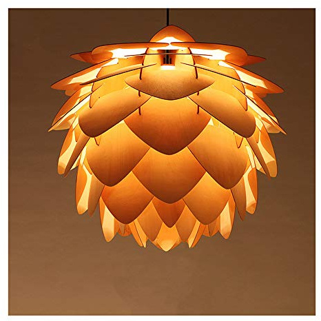 Cônes De Pin Lampe à Suspension Créatif Bois DIY Pendentif Lampe Pays Rustique Chêne abat-jour Industrielle Lustre Vintage E27 pendentif plafonniers pour Bar Café Restaurant Chambre Cuisine Decoratif