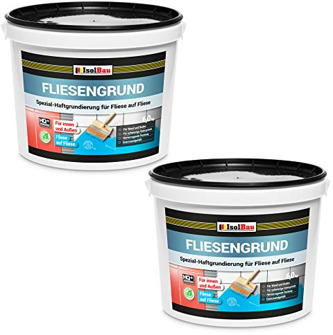 Isolbau Fliesengrund Blau 2 x 6 kg - Fliese auf Fliese Fliesen-Grundierung für Wand- & Bodenfliesen im Innen- & Außenbereich