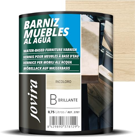 JOVIRA PINTURAS Barniz Muebles Brillante al Agua, para el cuidado y decoración de muebles de madera. (750 Mililitros, Brillante)