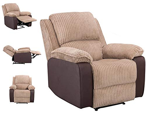 WestWood Fabric Manual Recliner Sofa Upholstered Modern Faux Leather Reclining Armchair Lounge Home Cinema Chair WW-RS-05 Brown