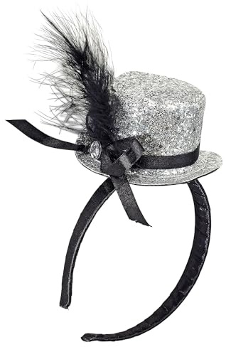 W WIDMANN MILANO Party Fashion - Serre-tête avec mini-cylindre, mini-chapeau avec noeud, accessoire pour costumes de carnaval