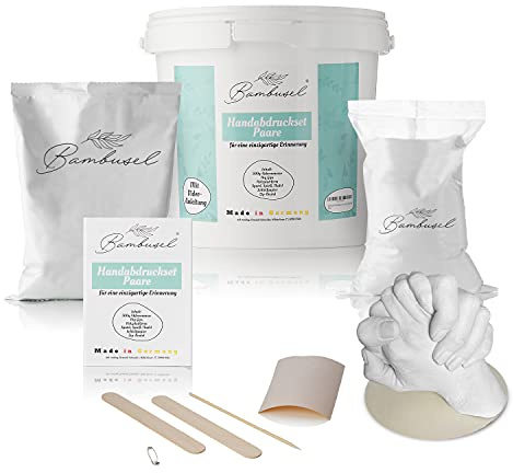Hochwertiges Handabdruckset Gipsabdruckset für Paare Familien Kinder Babys; Partner Geschenk - für sie und ihn, Tolle Hochzeitsgeschenke für Brautpaar, All-in-one Set, Komplettset Made in Germany