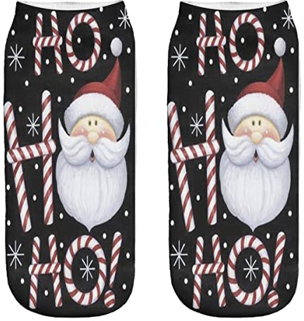 Chaussettes de sport en coton 36-40 Cadeau Noël Saint Nicolas Thème 3D Ho ho ho [001]