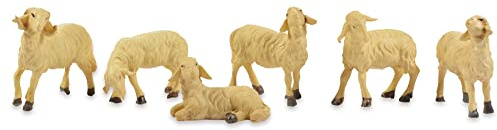 Riffelmacher & Weinberger er Sheep Set of 6 12 cm Nativity Figurines Cream White 78037 Accessories Christmas Nativity Scene Model Railway Animals Lambs