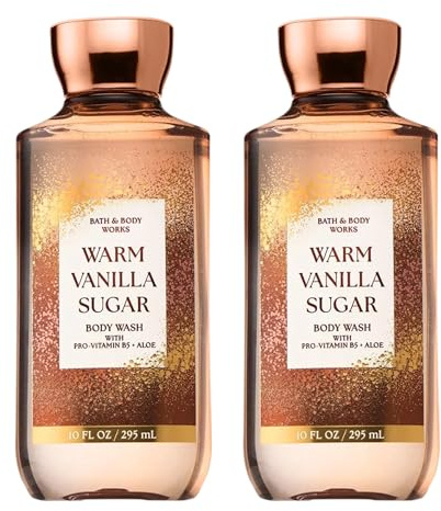 Bath & Body Works Warm Vanilla Sugar Body Wash, Nourishing Cleanser with Pro-Vitamin B5 & Aloe, Sparkling Sugar and Sweet Vanilla Scent, Gentle for Daily Use, 10 fl oz - 2 Pack