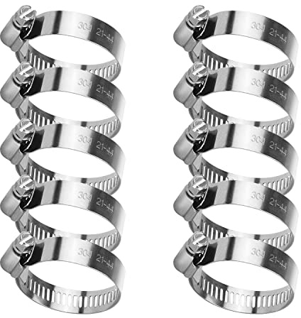 Profiwoab 10 Stück große Schlauchschellen 21-44 mm Große Schlauchschellen Set, für Pool Waschmaschine Auto Kfz, Befestigen von Schläuchen und Rohren