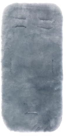 Fillikid Cojín de piel de cordero para cochecito y cochecito, con incrustaciones de piel de cordero suave en 73 x 33,5 cm (adecuado para cinturón de 3 y 5 puntos), 100 % piel de cordero, gris