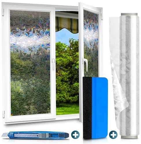 WindowShield® Fensterfolie Blickdicht mit Regenbogenmuster bunt 30 x 200 cm | Fensterfolie mit Regenbogenmuster – selbstklebend, Sichtschutz bei Tag und Nacht, lichtdurchlässig, rückstandsfrei entfernbar