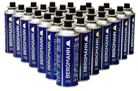 Bergmann Gaskartuschen 227g ideal für Gaskocher, Gasheizung, Gasbrenner I Butan Gaskartusche Typ MFS – 1A I Campingkocher Bunsenbrenner Gaskocher (56 Kartuschen)