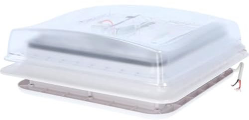 BERGER Turbo Vent 28x28 12V │ Dachfenster Dachhaube Wohnwagen Wohnmobil Dachluke Fliegengitter + Ventilator │ Camper Dachhaube als Fenster für Licht und Luft bis 80 mm Dachstärke (Transparent)