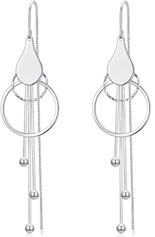 VONALA Hängend Ohrringe 925 Sterling Silber Blume/Perlen/Schmetterling Durchzieher Ohrringe Tropfen Baumeln Ohrringe für Damen Geburtstag Geschenk