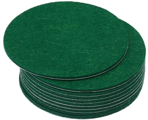 PATIKIL 5 Inch Diameter Lamp Base Felt, 10Pack 2mm Thickness Round Soft Adhesive Non-Slip Anti-Scratch Backed Felt for Lamp Furniture DIY Craft, Dark Green