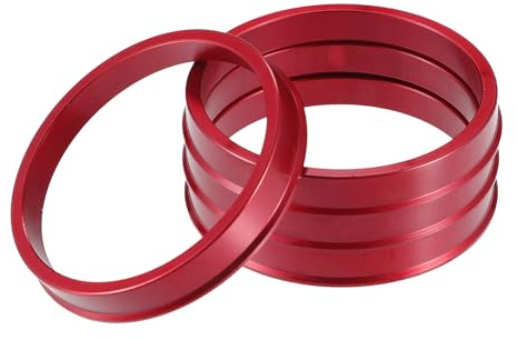 A ABSOPRO Anillos Centradores de Buje de Coche OD 67.1mm A ID 60.1mm Anillos Centradores de Buje Espaciador de Centro de Rueda de Aleación de Aluminio Rojo (Juego de 4)