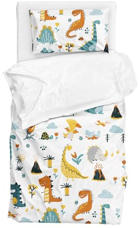 DJDEA Juego de Fundas Nordicas Infantiles de 90 x 190 cm y 1 Funda de Almohada de 40 x 60 cm de Poliéster, Funda Nórdica para Niños con Cierre de Cremallera