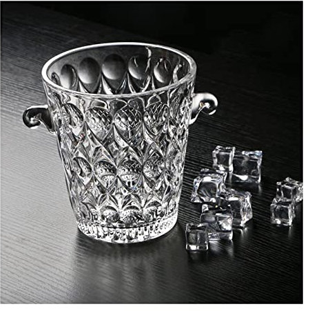 WAOCEO Seau à glacon Seau à Glace Transparent Seau à vin Coupe Goutte d'eau en Verre Cristal, 1,5 L Seau a Champagne