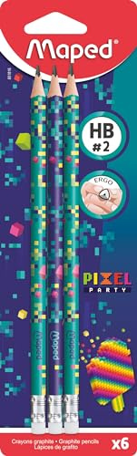Maped - 6 crayons Graphite HB #2 Pixel Party - crayons à Papier