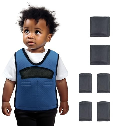 Kompressionsweste für Kinder (XS, Alter 1 bis 3 Jahre) Gewichtsweste für Kinder inklusive 6 abnehmbaren Gewichten, Blau