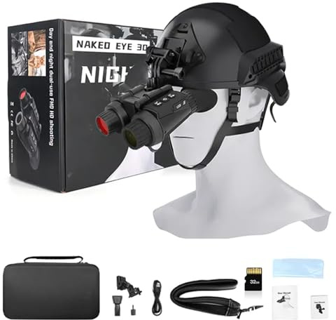 SUZLAZYR NV8300 4K Visori notturni con effetto visione 3D, Binocolo ricaricabile per la visione notturna Tattico militare, Zoom digitale 8X, Infrarossi a 7 livelli, Visione notturna montata sul casco