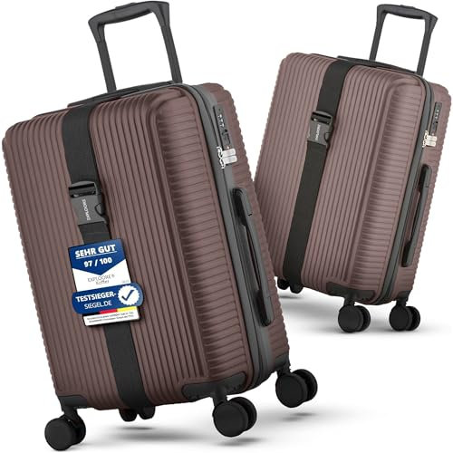 EXPLOORE Handgepäck Koffer 55x40x20cm Trolley, Leichter Robuster Hartschalenkoffer aus Premium ABS-Material mit TSA-Schloss, Reisekoffer mit Rollen, ideal als Koffer handgepäck, Choco-Braun