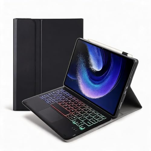 Étui pour Clavier pour Xiaomi, Clavier Bluetooth sans Fil avec Housse de Protection pour Mi Pad 6 6 Pro, Housse de Support Portable en Cuir PU avec Clavier sans Fil Amovible