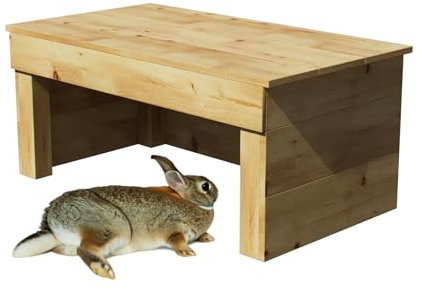 QLS Holzhaus Kleintierhaus Nagerhaus Haus für Kaninchen Meerschweinchen Kleintier Holz Geölt