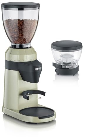 GRAEF Elektrische Kaffeemühle EliteGrindX CM8007, Bohnenbehälter 350 g & 75 g, Edelstahl-Kegelmahlwerk, 40 Mahlgrade, Kaffeemühle Siebträger, LED-Beleuchtung, Sauberes Mahlen, 128 Watt, Pistazie