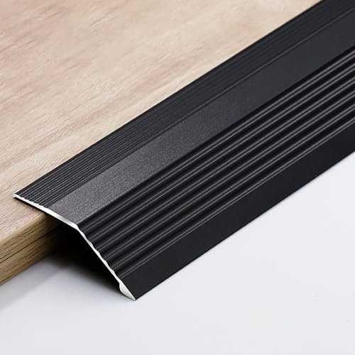 Raouoae Abschlussprofil Holz-zu-Fliesen Übergangsprofil Abdeckleiste Länge: 90cm *3 Boden Übergangsschiene Teppichschiene Schweller Laminat Parkett Übergangsprofil(Schwarz,Breite: 55 mm)