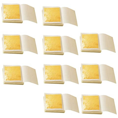 DIYEAH 10stücke Essbares Gold Folienpapier Für Schönheit Und Dekoration Goldene Blattgold-Imitate Mit Stabiler Und Oxidationshemmender Beschaffenheit Für Buddha-statuen Und Edle