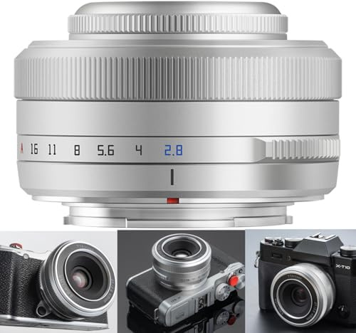 TTARTISAN AF 27mm F2.8 XF Objektiv für Fuji X Mount Kameras X-A1 X-A10 X-M1 X-T1 X-T10 X-T100 X-PR01 X-PR03 X-E1 X-E2S XS10 X-H1 X-H2S und mehr.(Silber)