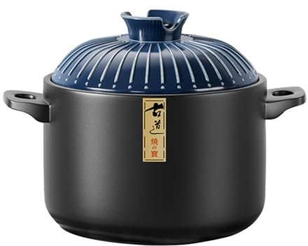 YLME Casseruola Casseruola in Ceramica Smaltata in Stile Giapponese, Piccola Pentola per Stufato in Argilla Resistente al Calore Resistente alle Alte Temperature Pentola per Zuppa Antiaderente,1.6L
