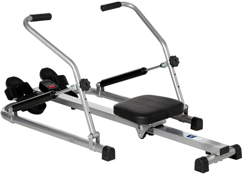 HOMCOM Rameur d'appartement Pliable - Collaboration Aosom.FR x FFHandball - 3 Niveaux de résistance écran LCD Multifonction - Acier ABS Noir Gris