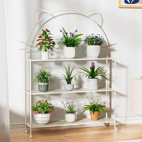 Blumenbank für innen mit Rädern, balkon blumentreppe deko, modern pflanzenregal outdoor, pflanzentreppe outdoor, Eck-Blumenregal für Wohnzimmer, blumen regal Topfständer Pflanze Lagerung,wetterfest.