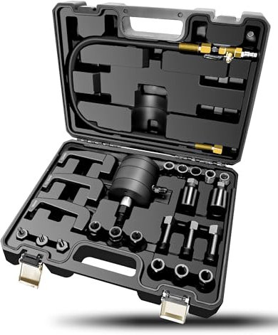 RUIZHI 24pc Extracteur D'Injecteur Pneumatique -Outil de Démontage pour Injecteurs, Injecteur de Carburant Diesel, Jeu d'Extracteurs avec 19 Adaptateurs, Compatible avec Bosch Delphi Denso Siemen