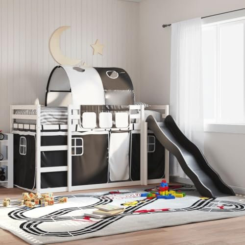CFODOJ Beds & Accessories,Beds & Bed Frames-home-Bunk Bed without Mattress with Slide White and Black 80x200 cm