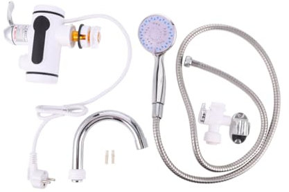 Uonlytech 1stück Edelstahl Wasserhahn Mit Digitalanzeige Sofort-wasserheizer Für Waschbecken Und Dusche Einstellbare Temperatur Drehbar Installieren Für Badezimmer Und Küche