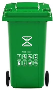 Cubo de basura para exteriores Contenedor de basura grande de gran capacidad for uso comercial al aire libre, 240 l, clasificado, sanitario ambiental, cubierto, remolque engrosado Cubo de basura(Green