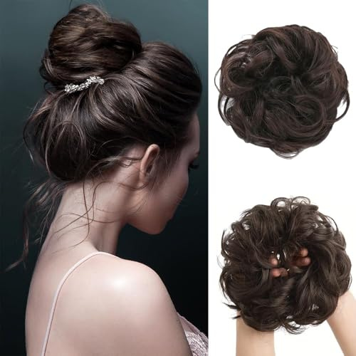 FDEETY Lockiger Messy Bun Haarteil Dutt Haargummi Haarknoten Haarverlängerung Natürlich Aussehend Hochsteckfrisur Zubehör