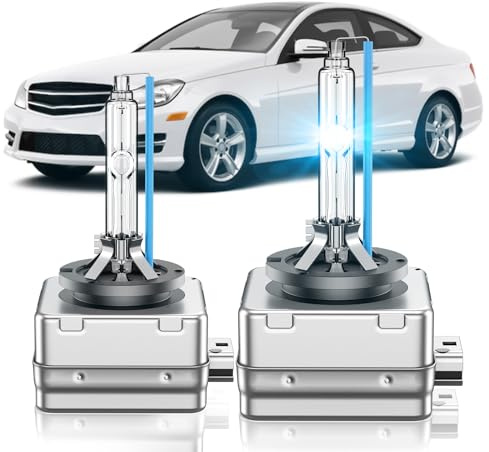 SENROBO Fit for Mercedes Benz 2008-2012 C350 C250 C300 C63 AMG E350 E550 E63 ML350 ML550 GL550 D1S HID Xenon Headlight Bulbs, High Low Beam Light Bulb, 8000K White Blue, Plug and Play, Pack of 2