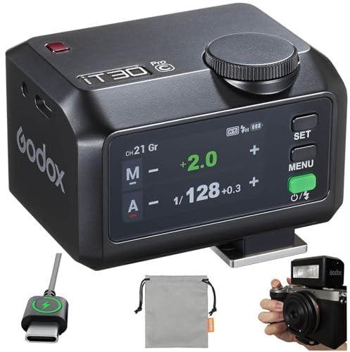 Godox IT30 Pro TTL Mini Flash for Canon Cameras, 2.4G Wireless Touchscreen Speedlite, HSS 1/8000s Master/Slave,500 Full Power Flashes, 1.5s Recycle, 7.4V Li-ion Battery (iT30Pro-C)