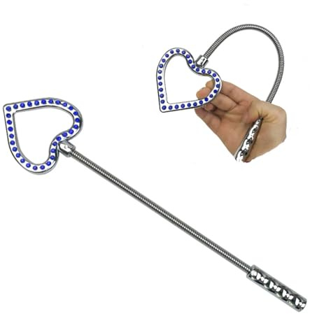 Générique Longueur 34cm Fouet d'amour en métal, Fouet de Cheval en Acier Inoxydable avec poignée à ressort-FRB198 (Bleu)