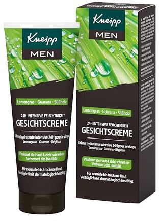 Kneipp MEN - Crema idratante intensa per il viso, 24 ore, vegana, 75 ml