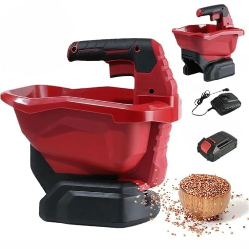 Esparcidor de semillas de césped inalámbrico de 3 litros, esparcidor de fertilizante de mano de 2.0 Ah, funciona con pilas, velocidad de flujo variable, ancho de dispersión ajustable, esparcidor de