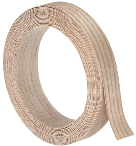 QUARKZMAN Banda De Cantos De Chapa De Madera De 1 Pulgada X 26 Pies | Tiras De Borde De Roble Rojo Flexible Pregomadas, Cinta De Madera Termoadhesiva, Para Reparación De Gabinetes