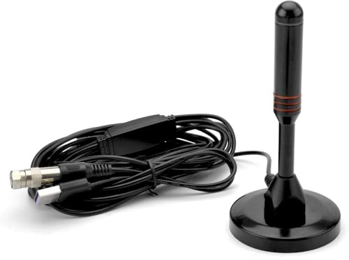 DVB-T2 Antenne, Digitale Zimmerantenne für Fernseher mit Verstärker, 360 Grad Empfang - Mit Magnetfuß - 5 Meter Kabel, Unterstützt 4K HD-Kanäle & Alle TV-Geräte