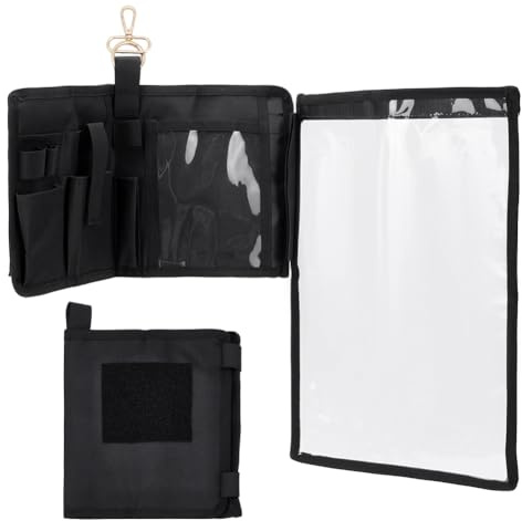 nbeads Pochette Multifonctionnelle pour Cartes, Étui Tactique pour Cartes avec Porte Stylo Sac de Rangement avec Fenêtre 1 Mousqueton de Verrouillage pour Les Aventures de Randonnée en Plein Air Noir