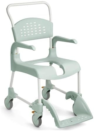 Silla de Ducha y WC con Ruedas | Silla Baño con Inodoro Integrado | Silla Ortopédica con Reposabrazos y Respaldo | Frenos de Seguridad | para Personas Mayores y Movilidad Reducida