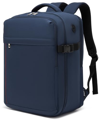 KONO Rucksack Handgepäck Flugzeug 40x30x20 Ryanair & Eurowings, Reiserucksack Damen Herren 24L Ultra-Leicht (500g) Mit USB-Ladeport Für Laptop Bis 15.6 Zoll, Schwarz