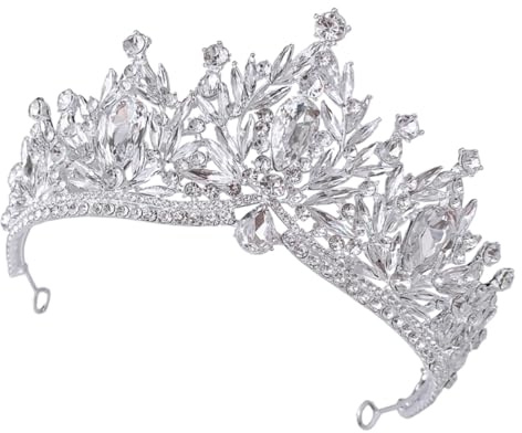 Ciieeo Tiaras de Boda para Mujer y Niñas, Accesorio de Cabello con Gemas de Imitación, Adorno Nupcial Plateado Ligero, Adecuado para Bodas, Ceremonias y Eventos Obsequios