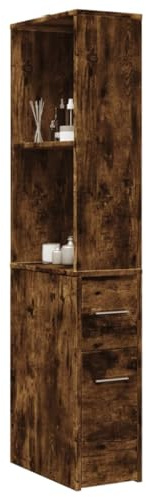 Lumanois Armario de baño Estrecho con Ruedas Madera Roble Ahumado,Mobiliario,Armarios y Almacenamiento,Taquillas y armarios de Almacenamiento,23.4kg-855299