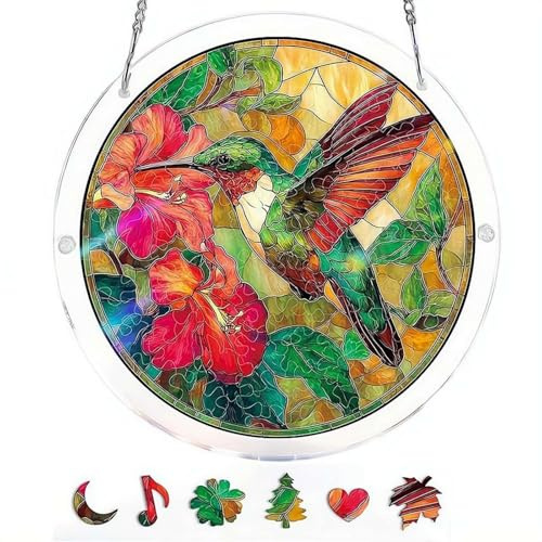 Acrylic Puzzles Sun Catcher Window Hanging - DIY Sun Catcher Kits for Adults,83 Pieces Suncatchers Stained Glass Acrylic Puzzle Decoration for Home Decor,Acrylics Jigsaw Puzzles Gifts for Women Mom